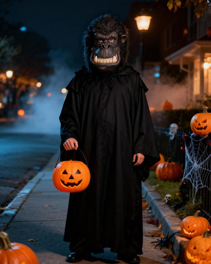 Masca Gorilla | Halloween & Carnaval – Masca din latex cu imitație de blană pentru petreceri, parade și carnavaluri