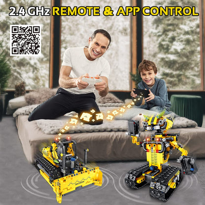 HOGOKIDS Robot Bulldozer 2-in-1, 730 piese, 8-12 ani