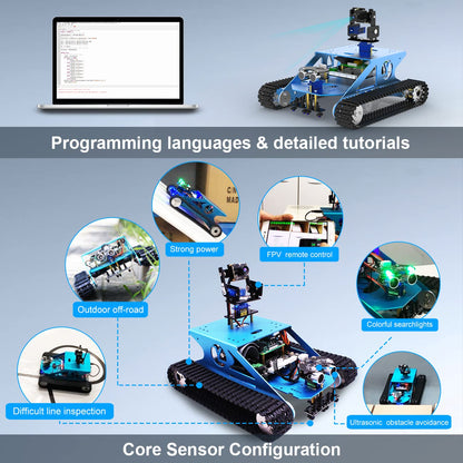 Yahboom Robot Tanc DIY cu cameră AI, Raspberry Pi