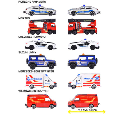 Majorette Auto Rescue Premium Set de jucărie cu 1 mașinuță metalică de intervenție cu rulare liberă și piese mobile, 3+ ani