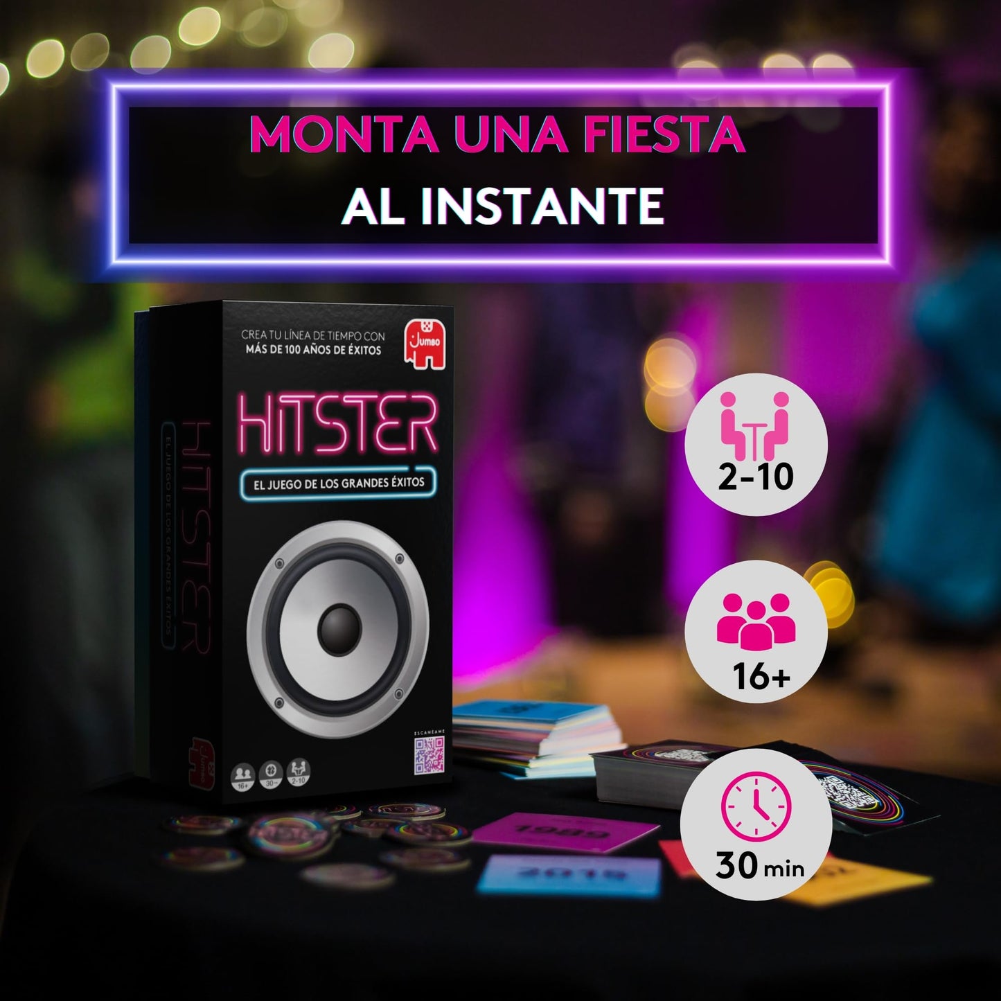 Jumbo Hitster Original - Joc de petrecere și cărți pentru adulți și familie - 2 până la 10 jucători, peste 16 ani - Spaniol
