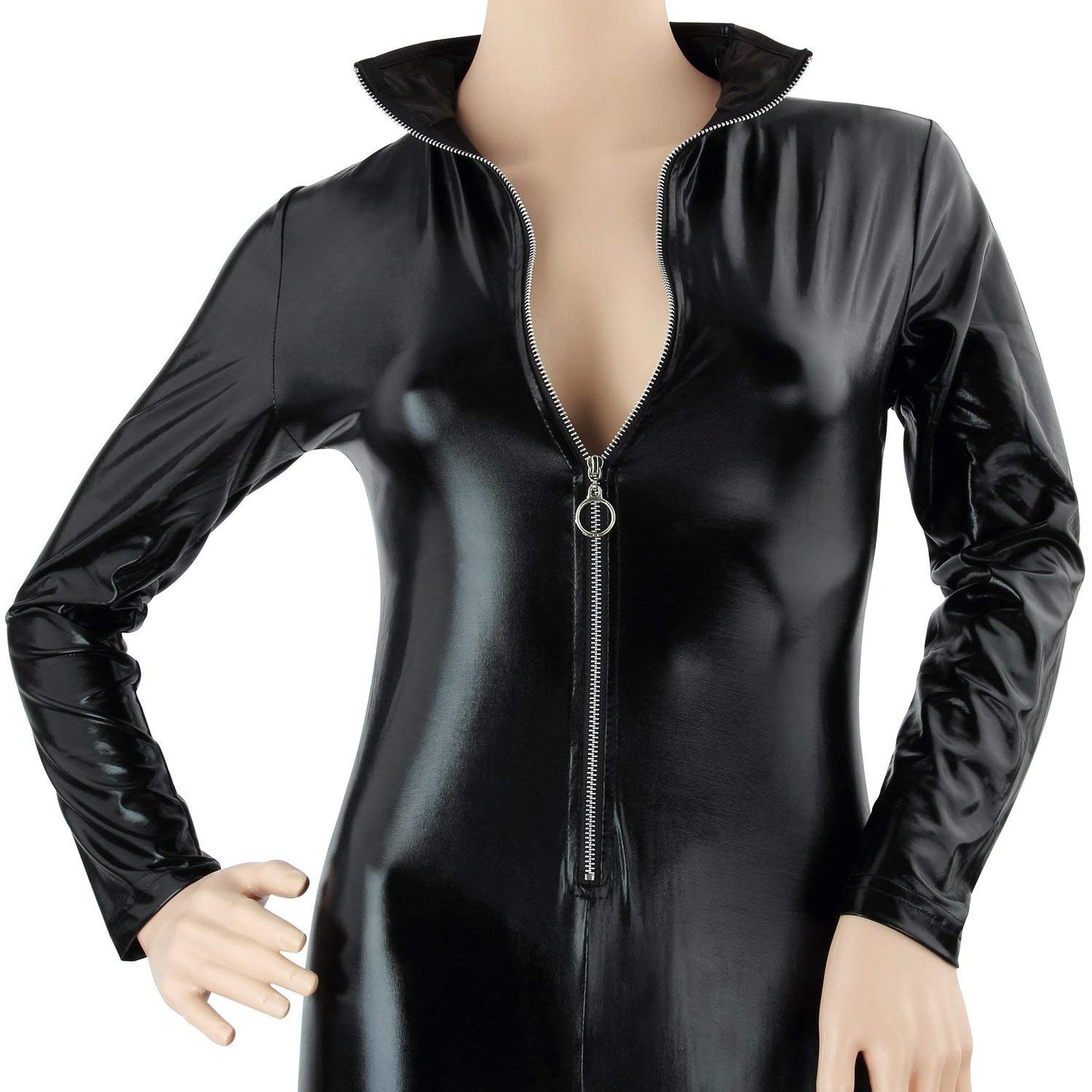 M MUNCASO Costum Catwoman Salopetă PU, negru
