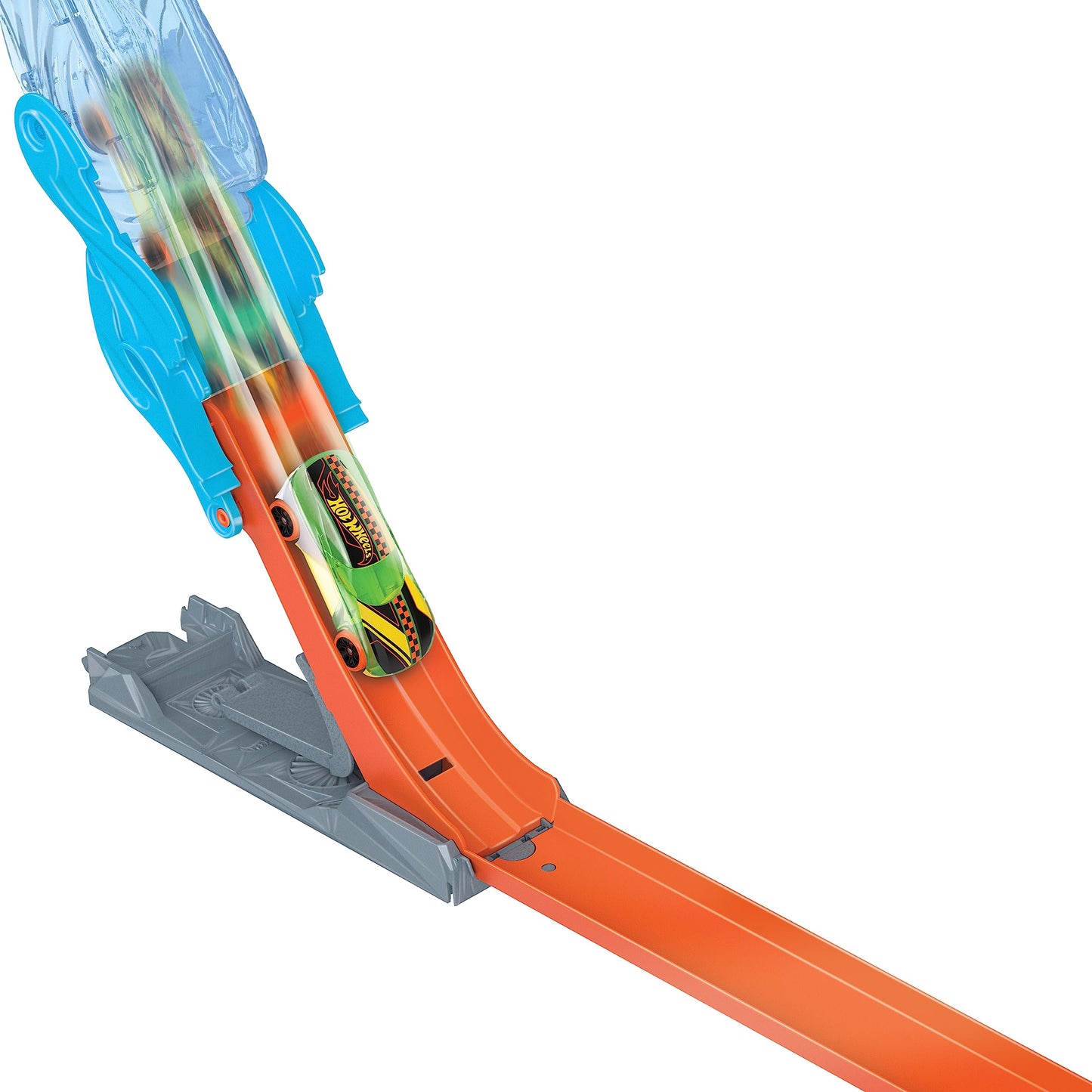 Set de Start Hot Wheels Track Builder - Pista cu Cădere Liberă, Cutie Modulară de Depozitare, Rampă de Cădere, Flipper, pentru Copii de la 4 Ani, HNJ67