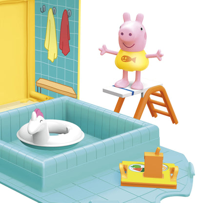 Set de joacă Peppa Pig - Aventurile lui Peppa la piscină, include 1 figură și 4 accesorii, potrivit pentru copii de la 3 ani.