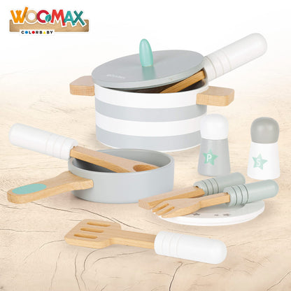 Woomax Set vase bucatarie din lemn, 12 piese, 2+ ani