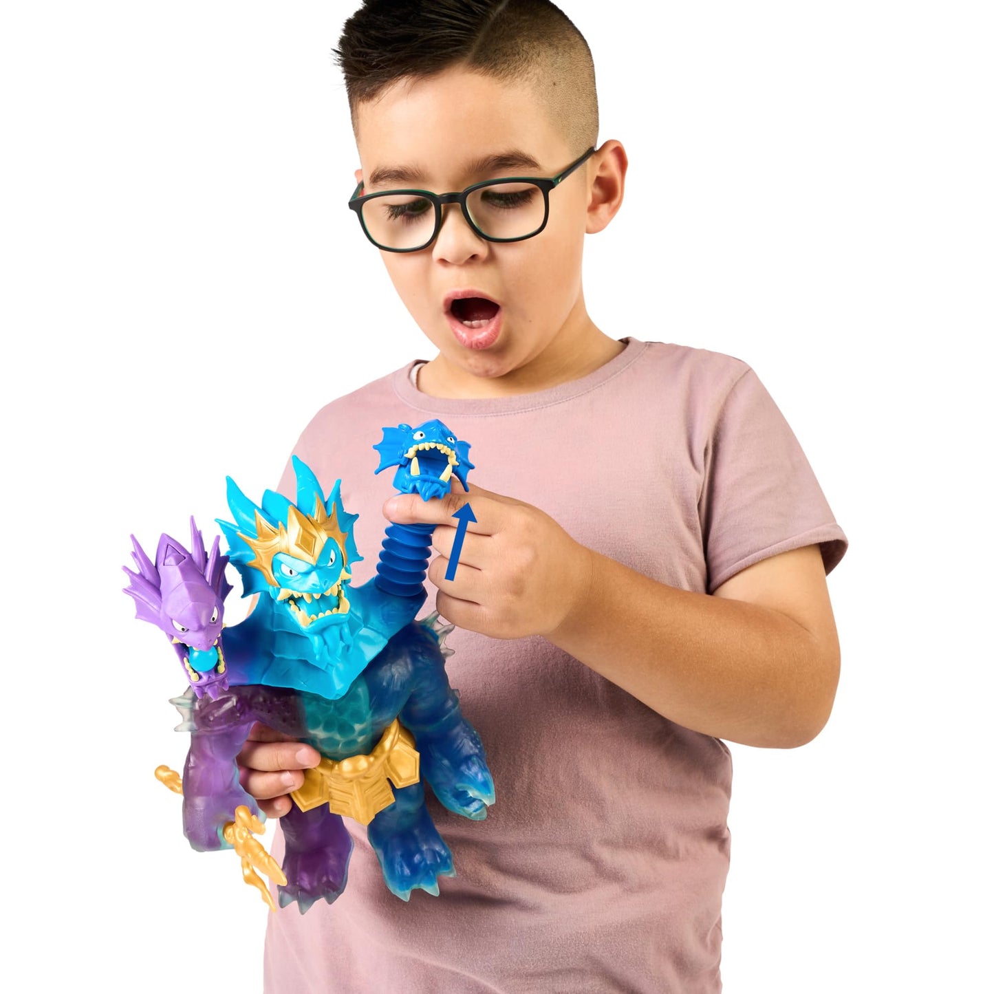 Héroes de Goo JIT Zu - Figurina King Hydra din Deep Goo Sea cu Atac Triplu 3 în 1 al Puterii Goo. De asemenea, emite Sunete de Bătălie și Lumină!