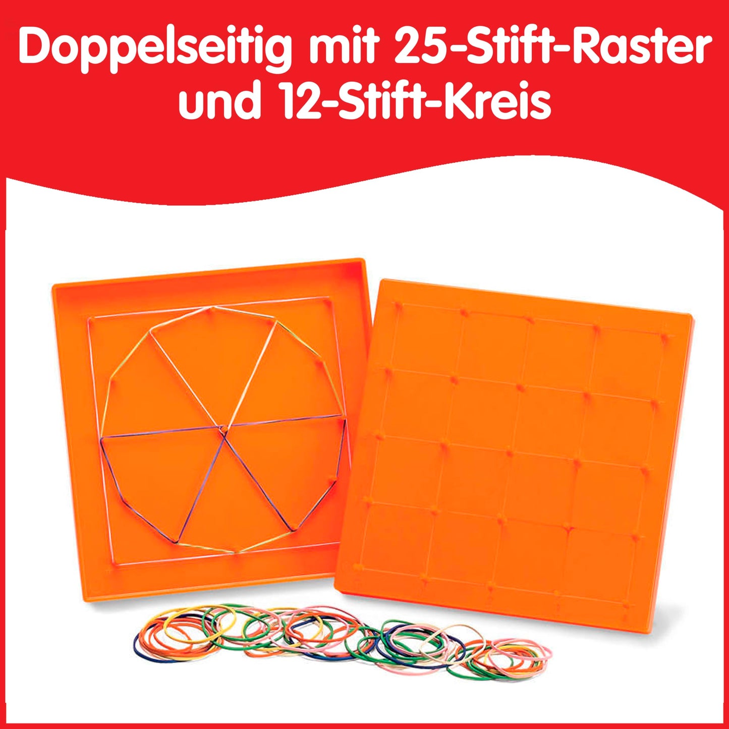 edxeducation 7728 Set de Geoboard dublu față cu benzi elastice 6 bucăți 3+ ani Matematică Geometrie Motricitate fină Creativitate pentru copii