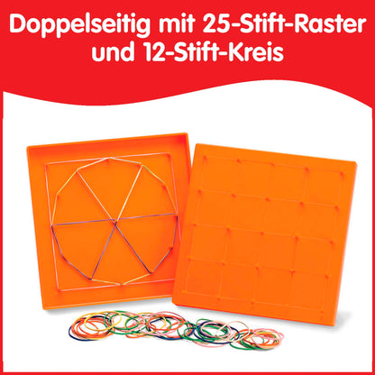 edxeducation 7728 Set de Geoboard dublu față cu benzi elastice 6 bucăți 3+ ani Matematică Geometrie Motricitate fină Creativitate pentru copii
