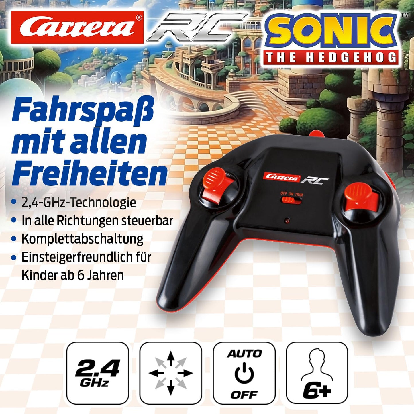 Masina cu telecomanda Sonic Racer, Albastru, 26.5 x 15.9 x 12 cm