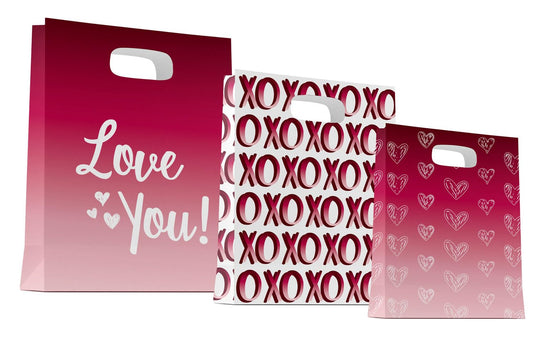 Pungi cadou romantice Ombre Love - 3 bucăți, ideale pentru nunți, Valentine's Day sau Ziua Mamei, Multicolor