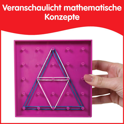 edxeducation 7728 Set de Geoboard dublu față cu benzi elastice 6 bucăți 3+ ani Matematică Geometrie Motricitate fină Creativitate pentru copii