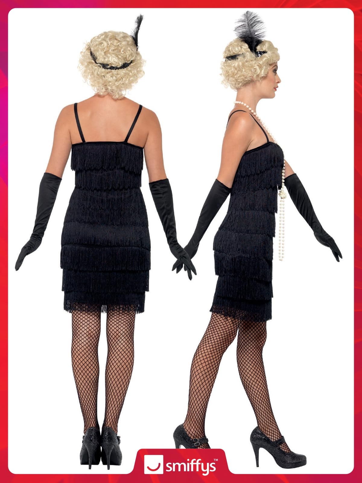 Smiffys Flapper Set de costum negru pentru Halloween și Carnaval