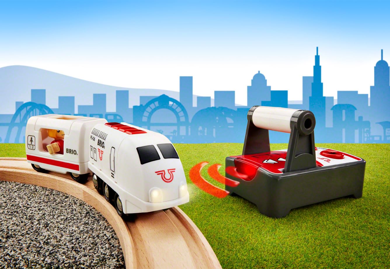 BRIO World 33510 IR Express Tren de Călătorie - Locomotivă Electrică cu Telecomandă - Accesorii - Jucărie pentru Copii Recomandată de la 3 Ani