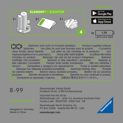 Elevator GraviTrax Power Ravensburger - Accesoriu electronic pentru trasee cu bile, recomandat copiilor de la 8 ani.