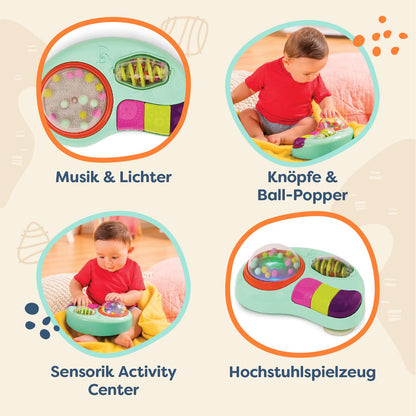 B. toys – Jucărie pentru bebeluși pentru scaunul de masă – Jucărie cu ventuză cu muzică, lumini, sunete – Jucărie senzorială – Jucărie motrică Activitate pentru bebeluși – de la 6 luni – Whirly Pop