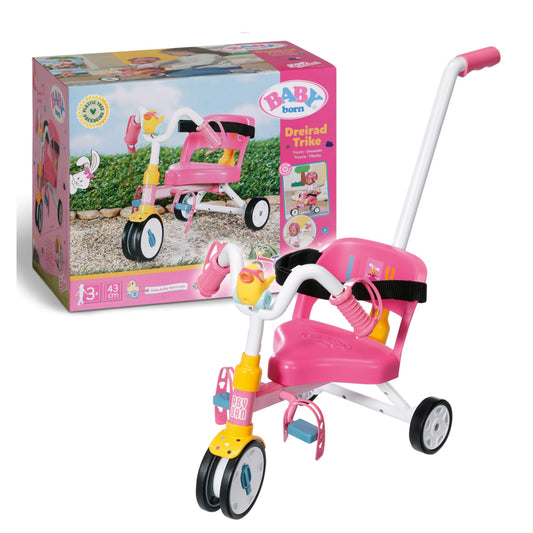 Tricicletă BABY born cu ghidon, tricicletă cu roți funcționale, pentru păpuși de 36 cm și 43 cm, 835456 Zapf Creation, Negru