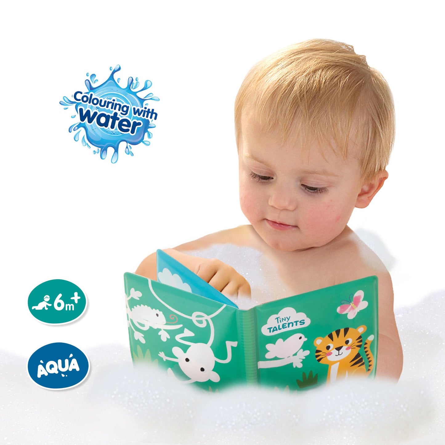 SES Creative Tiny Talents Carte de baie magică pentru bebeluși Carte de colorat cu apă 8 pagini reutilizabilă fără PVC cadou de la 6 luni