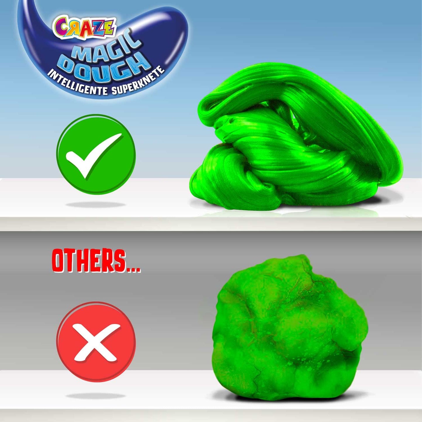 MAGIC DOUGH FRUIT FANTASTIC | Plastilină parfumată - Set inteligent 70g, elastică și săltăreață - 6 variante disponibile