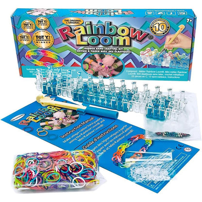BANDAI - Rainbow Loom Original - Set creativ pentru brățări - Război de țesut cu 600 de elastice - Licență oficială patentată - Jucărie pentru copii de la 8 ani - CD00001