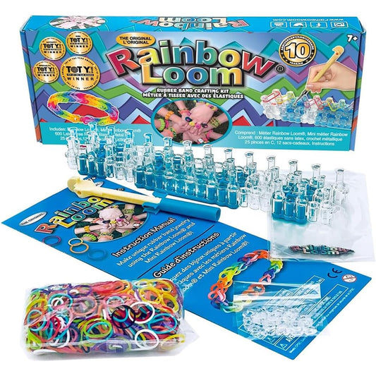 BANDAI - Rainbow Loom Original - Set creativ pentru brățări - Război de țesut cu 600 de elastice - Licență oficială patentată - Jucărie pentru copii de la 8 ani - CD00001