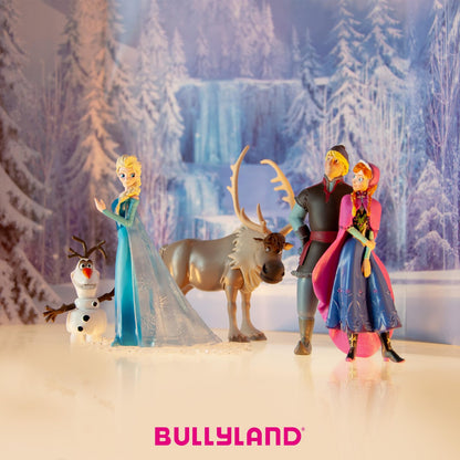 Bullyland 13413 - Set de figurine de jucărie aniversar Prințesa Elsa, Anna, Kristoff, Sven și Olaf din Walt Disney Regatul de Gheață, ideal ca mic cadou pentru copii de la 3 ani