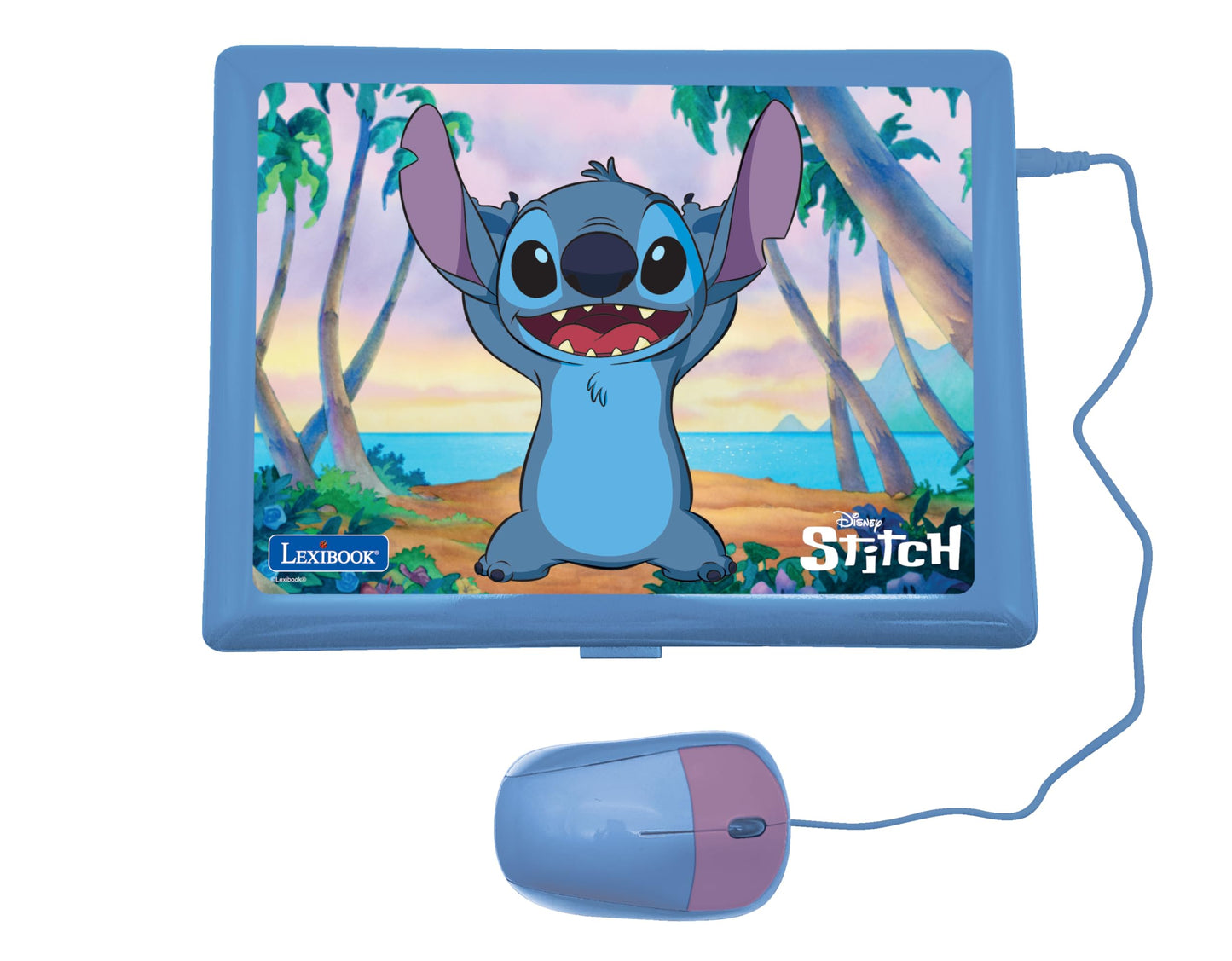 Lexibook, Disney Stitch, Computer educativ bilingv Italian/Englez, Jucărie pentru copii cu 124 activități și jocuri de limbă, scriere, matematică, logică, muzică.