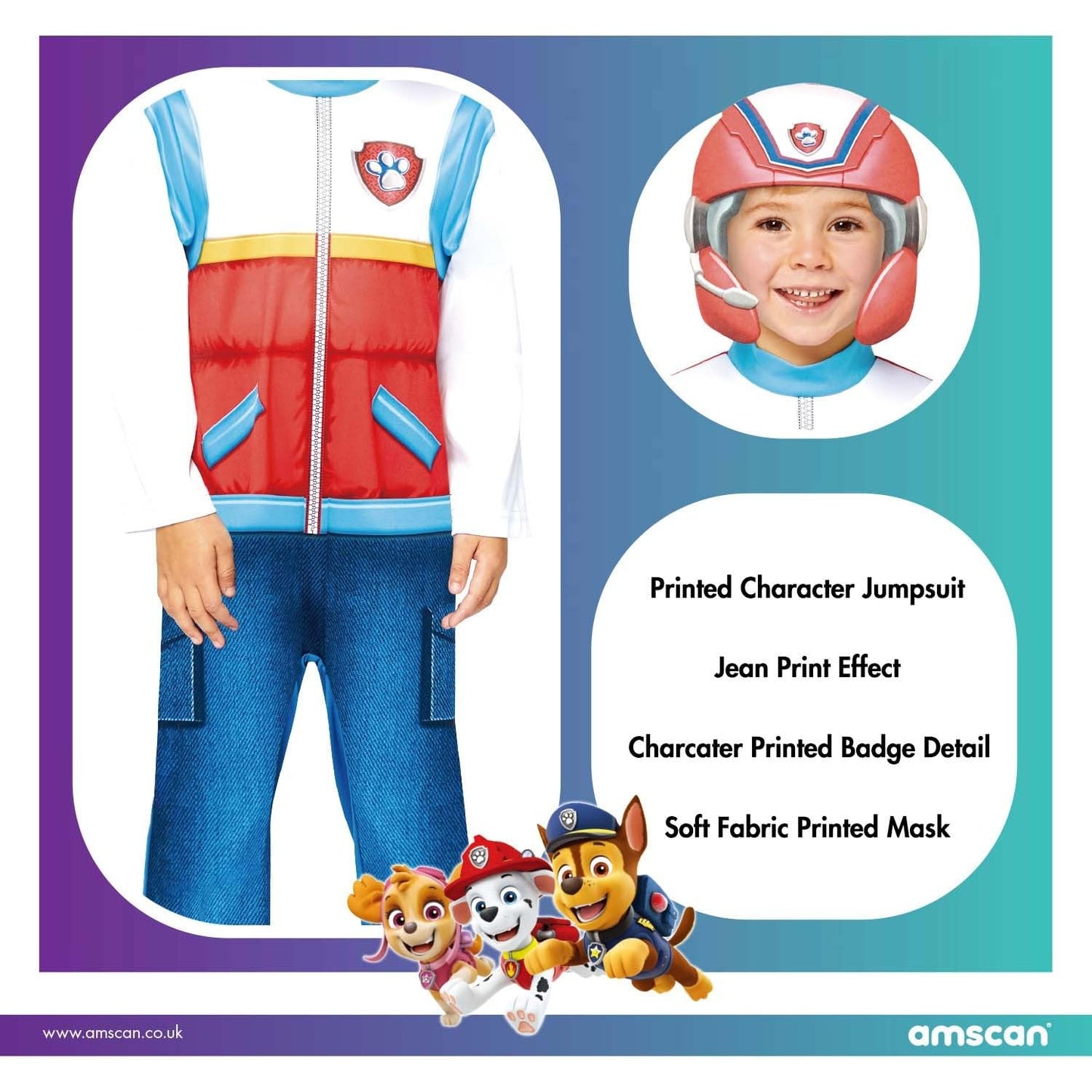 Amscan Costum Ryder Paw Patrol, 4-6 ani