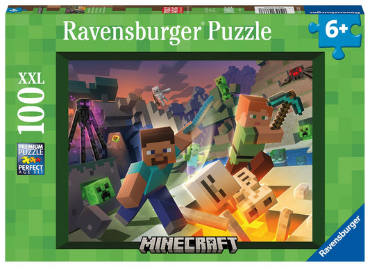 Ravensburger 13333 Puzzle Monștri Minecraft XXL, 100 piese, 6+ ani