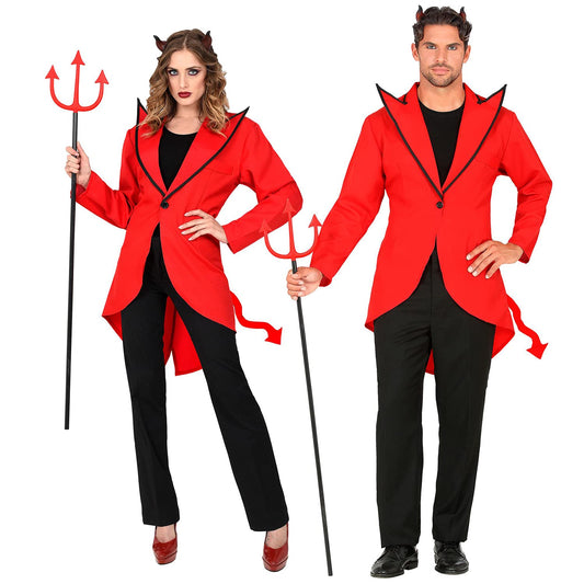 W WIDMANN MILANO Party Fashion Costum de Halloween Frac roșu cu coadă de diavol XXL unisex
