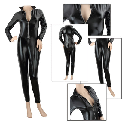 M MUNCASO Costum Catwoman Salopetă PU, negru