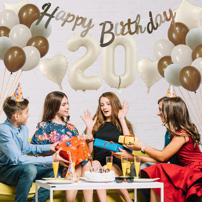 Haosell Set decorațiuni 27 Ani, baloane beige