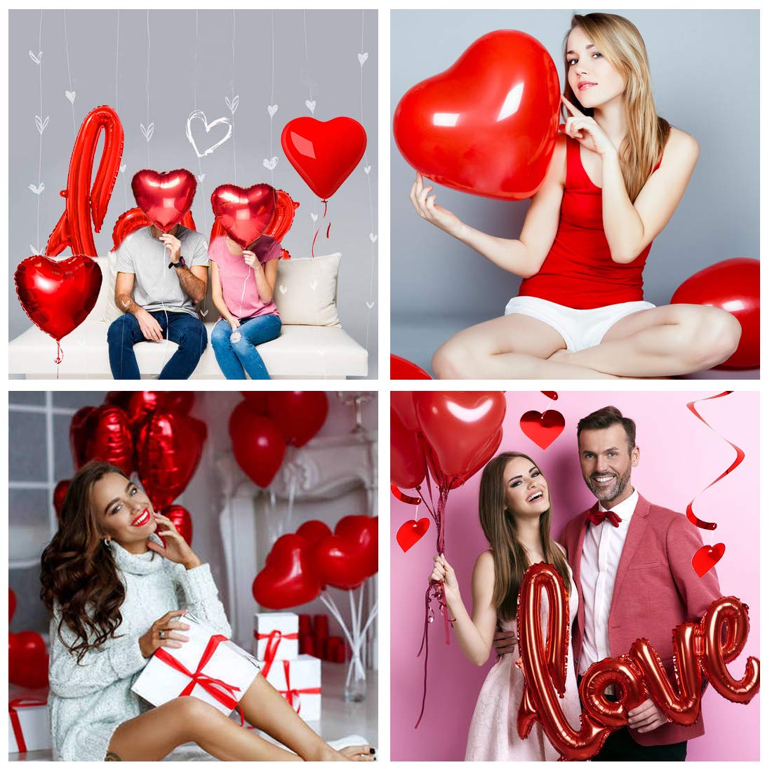 49X Balonase Rote Love, Decoratiuni Romantice, XXL Balon Folie Love, Balon Inima Rote Helium, Balon Confetti, Decoratiune pentru Atmosfera Romantica, Cerere in Casatorie, Decoratiuni de Ziua Indragostitilor, Nunta