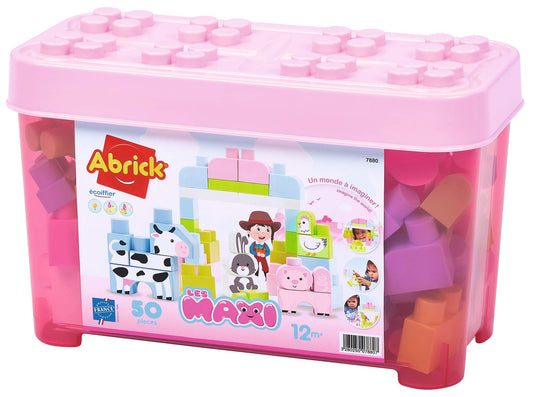 Ecoiffier – Abrick Ferma cu 50 de Blocuri Mari în Formă de Animale, XL-Bausteine Colorate în Cutie, pentru Copii și Sugari de la 12 Luni