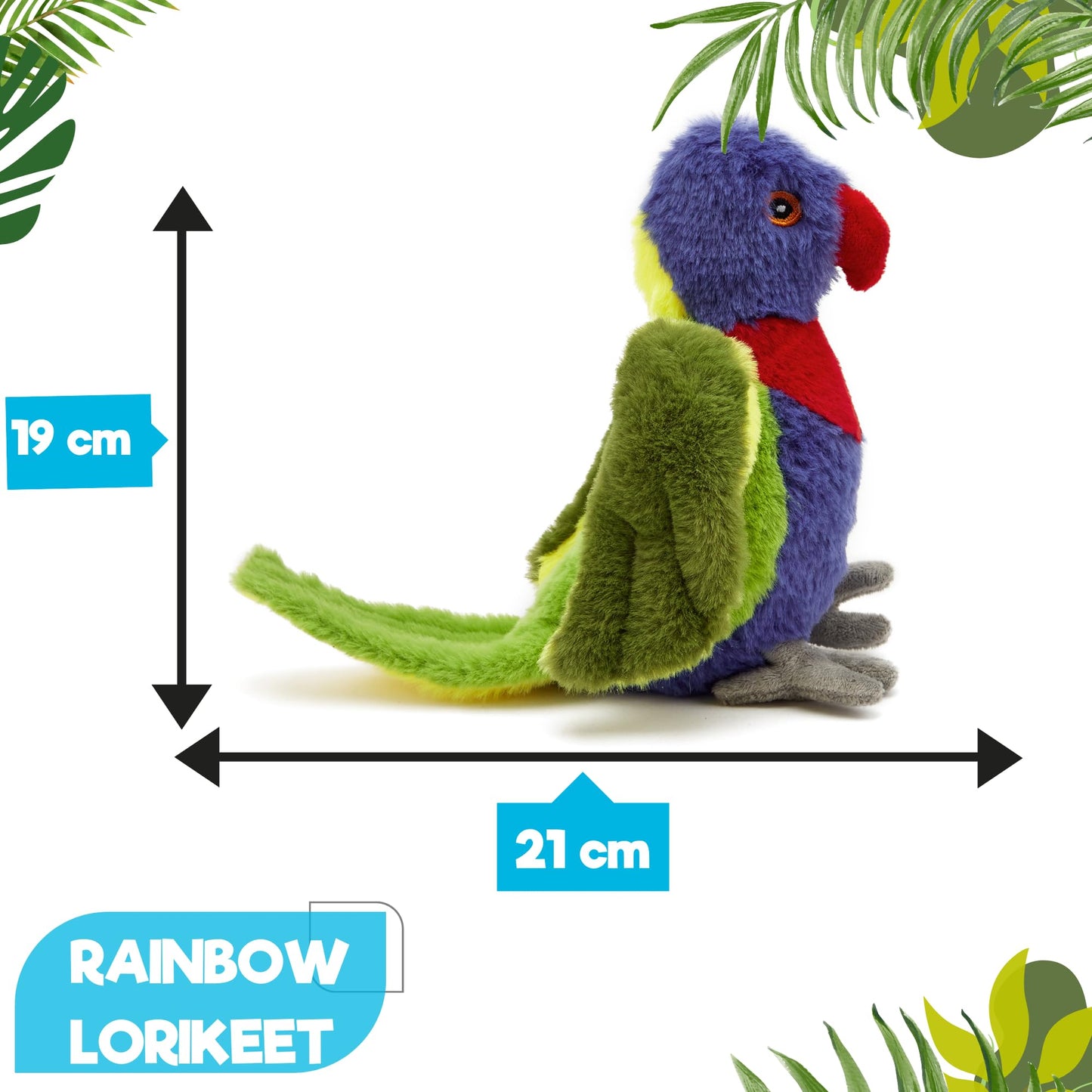 Zappi Co Jucărie de pluș Rainbow Lorikeet 100% reciclată 21 cm Jucărie moale și pufoasă pentru copii nou-născuți