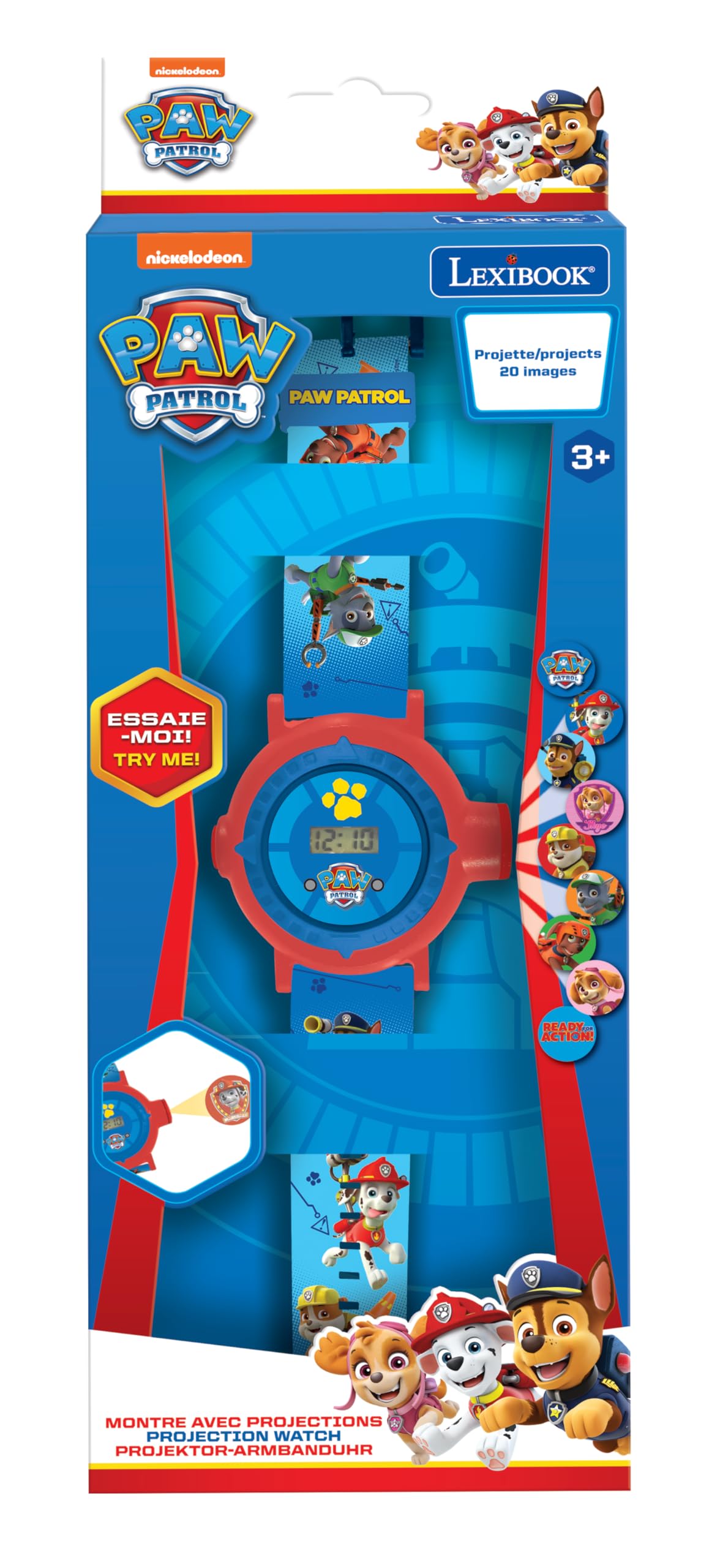 Lexibook PAW Patrol Ceas digital de mână cu proiecție reglabilă și 20 imagini pentru copii 3+ ani