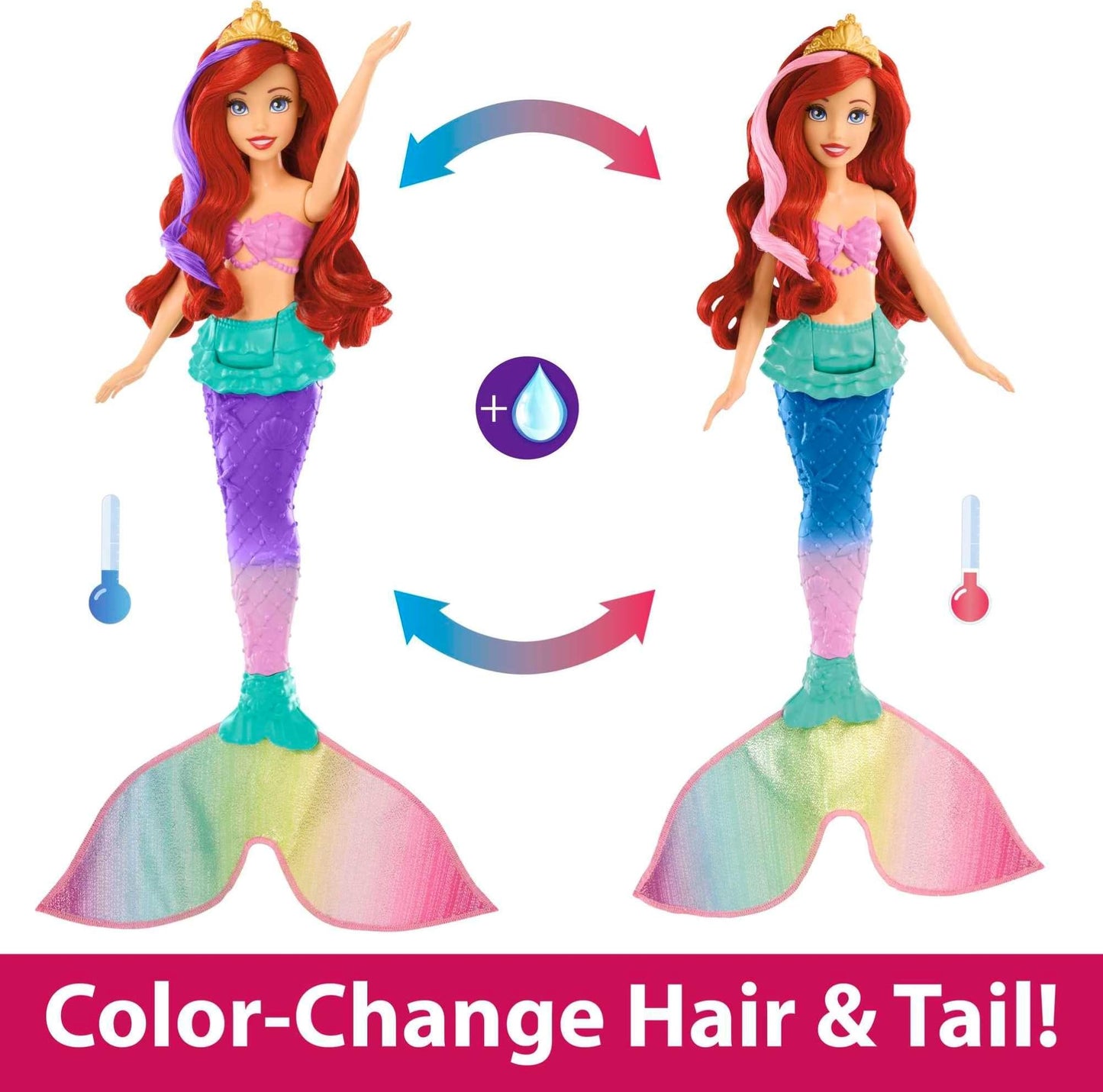 Mattel Disney Ariel Sirenă Înotătoare HPD43, 3+ ani
