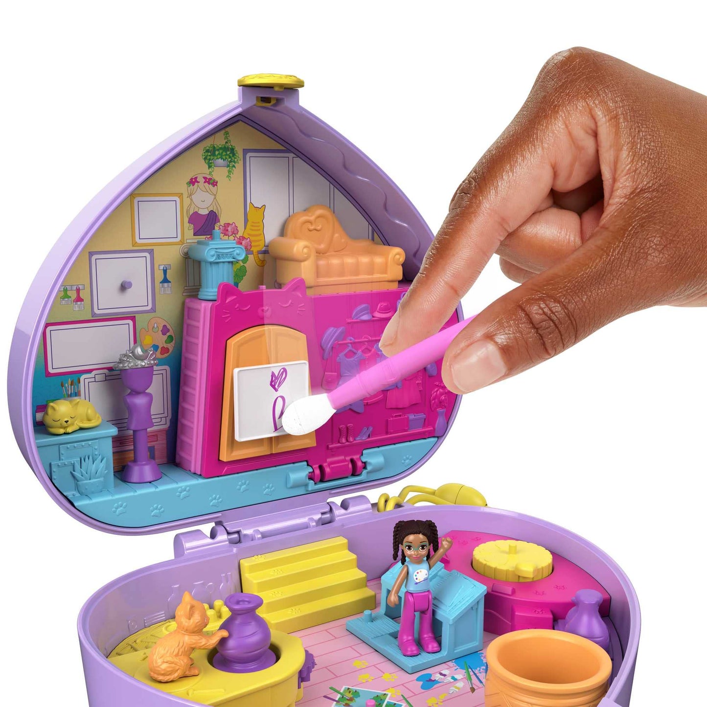 Polly Pocket HGT15 Set Atelier de Artă, 12 accesorii, 4+ ani