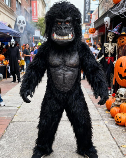 Masca Gorilla | Halloween & Carnaval – Masca din latex cu imitație de blană pentru petreceri, parade și carnavaluri