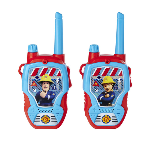 Dickie Toys – Walkie Talkie Feuerwehrmann Sam – 2 Dispozitive de Comunicație, Special Concepute pentru Copii de la 4 Ani, cu O Rază de Acțiune de Până la 100 m, Jucării de Comunicație Roșii