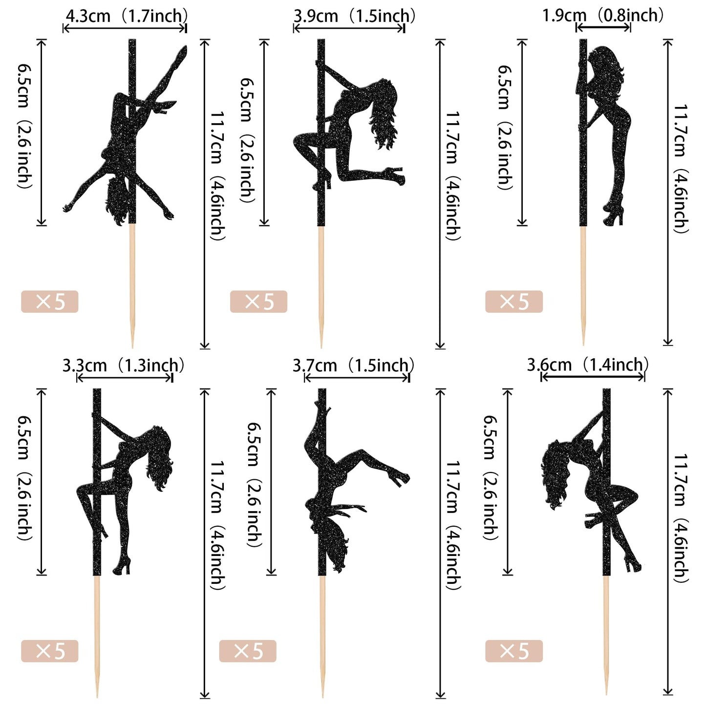 SYKYCTYC 30 Topper Cupcake Pole Dance cu Sclipici