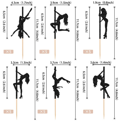 SYKYCTYC 30 Topper Cupcake Pole Dance cu Sclipici