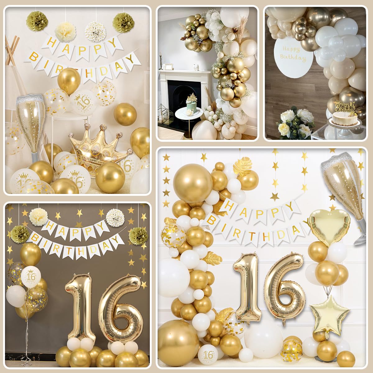KISPATTI Set decoratiuni aniversare 16 ani, 62 buc