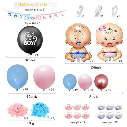 Montegoni Gender Reveal Party Set de decorare pentru petreceri bebeluși, cu confetti roz și albastru