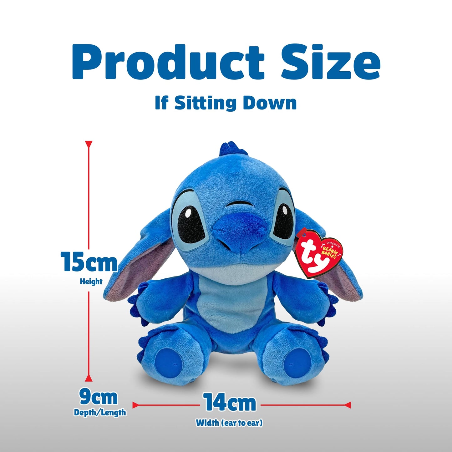 TY Disney Beanies Stitch Jucărie de pluș moale pentru copii și bebeluși - Pluș colecționabil pufos, albastru