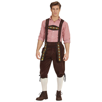 W WIDMANN MILANO Party Fashion Costum Pantaloni tradiționali bărbați maro pentru festival bere și carnaval