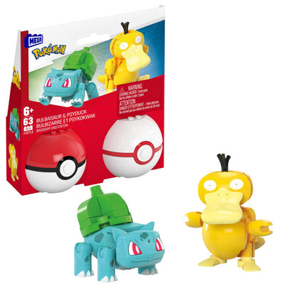 Set de Acțiune MEGA Pokémon - 2 Figurine Pokéball, Bisasam și Enton, 63 Piese, pentru Copii, HXP14