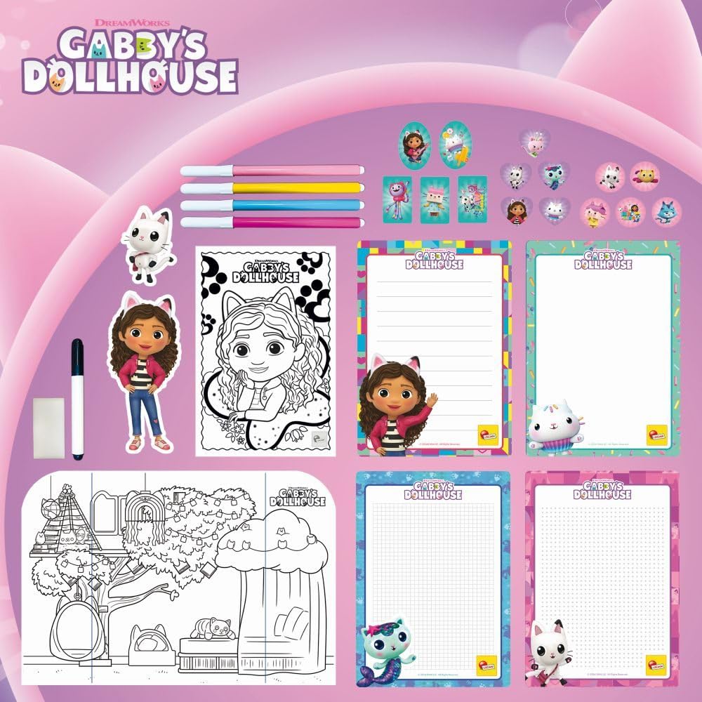 Lisciani Gabby's Dollhouse Rucsac Școlar pentru Desen și Colorat cu Markere și Creioane Colorate pentru Copii de la 4 Ani