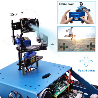Yahboom Robot Tanc DIY cu cameră AI, Raspberry Pi