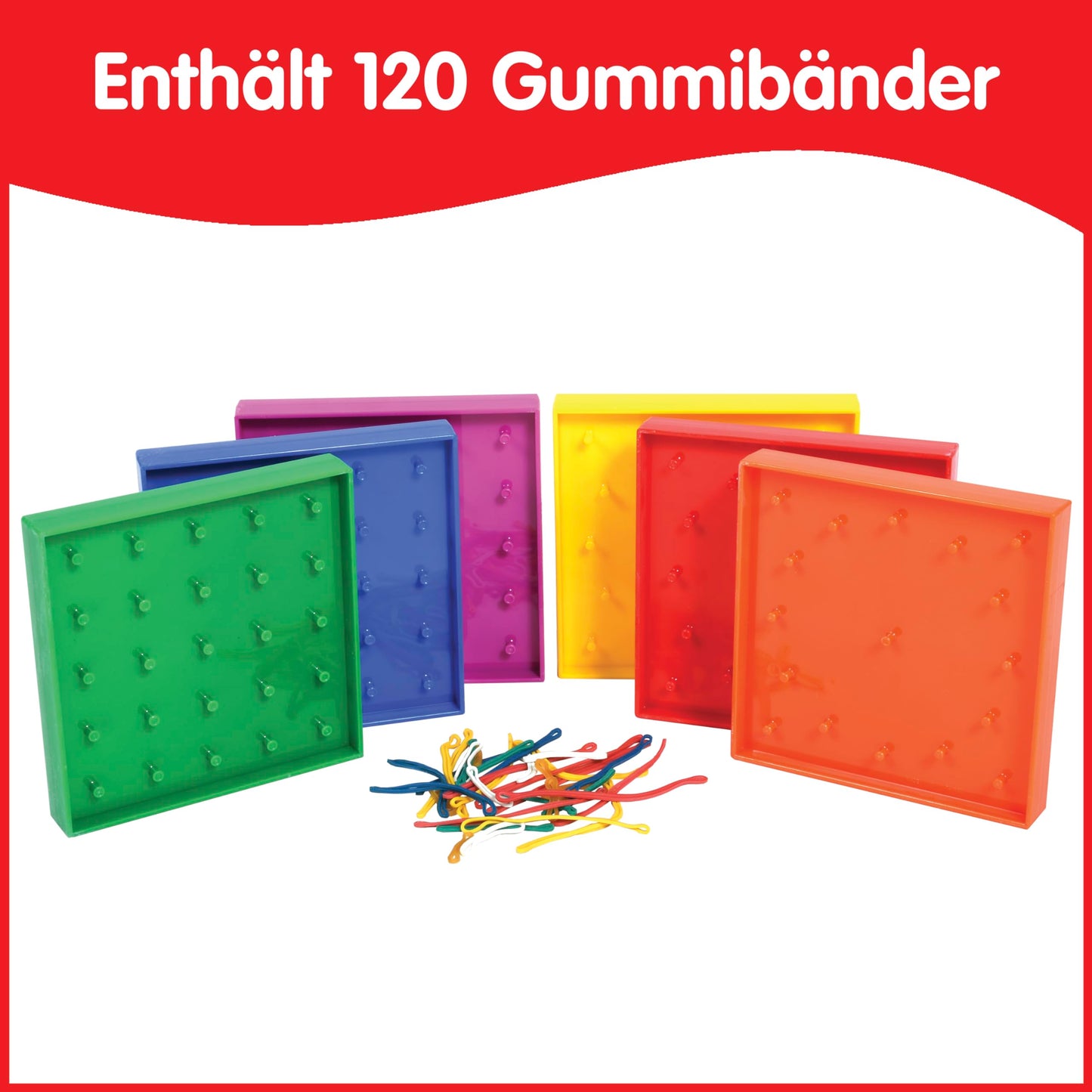edxeducation 7728 Set de Geoboard dublu față cu benzi elastice 6 bucăți 3+ ani Matematică Geometrie Motricitate fină Creativitate pentru copii