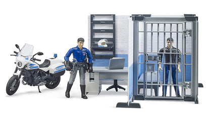 bruder 62732 Bworld Set de joacă Poliție Stație de poliție cu motocicletă 1:16 de la 4 ani